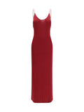Saint Laurent Backless Knit with Cassandre Chain Dress — Red
