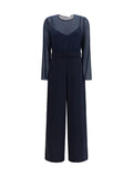 P.A.R.O.S.H. Cady and Chiffon Jumpsuit — Navy