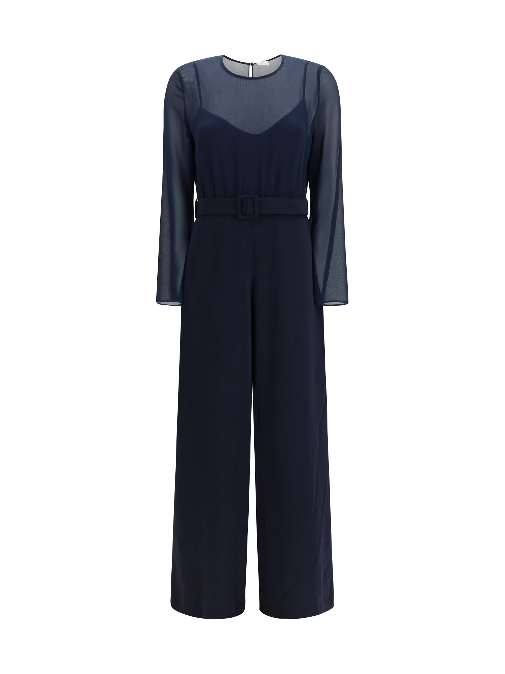 P.A.R.O.S.H. Cady and Chiffon Jumpsuit — Navy