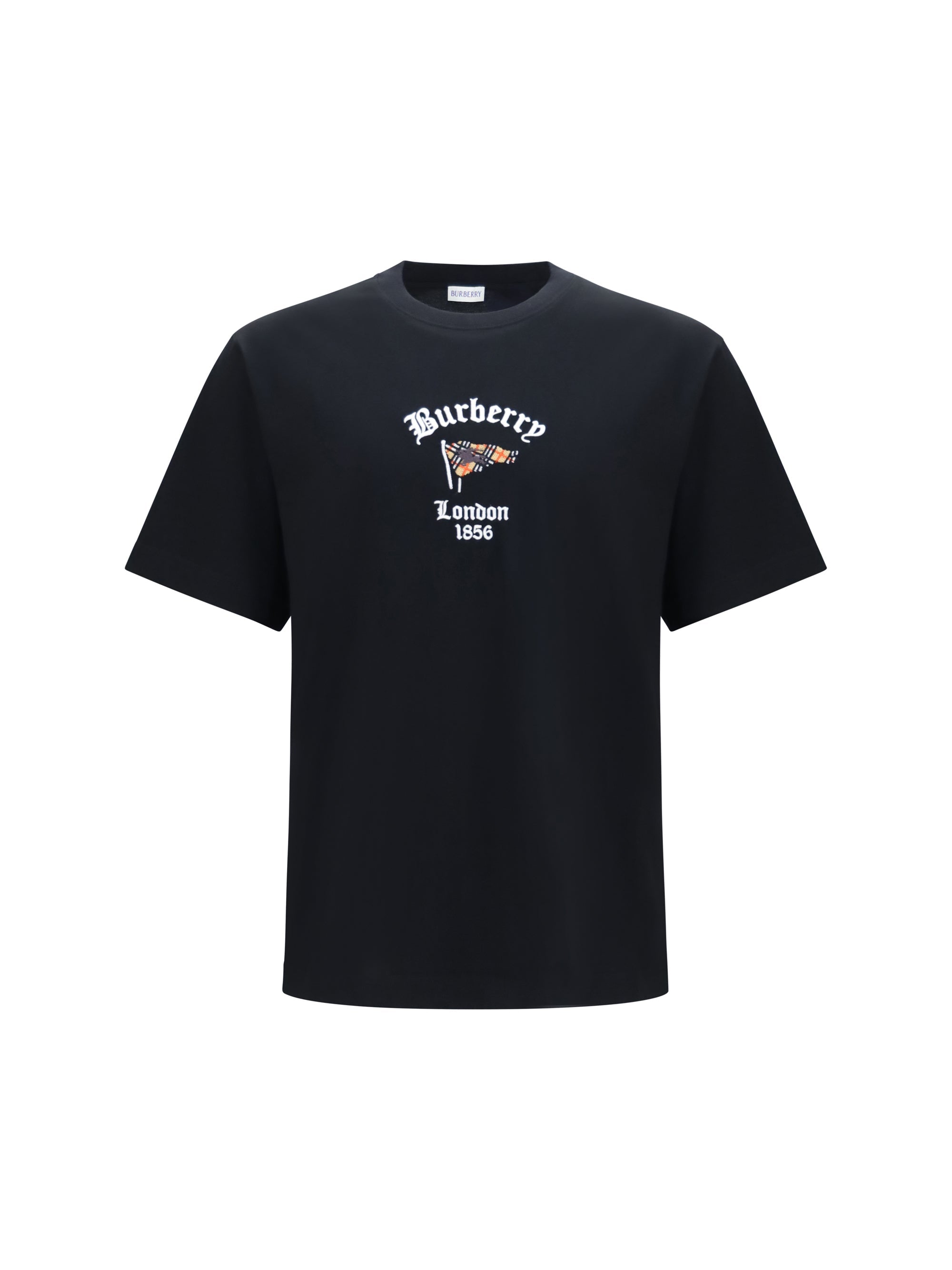 Burberry Archive Check Embroidered Logo T-Shirt — Black