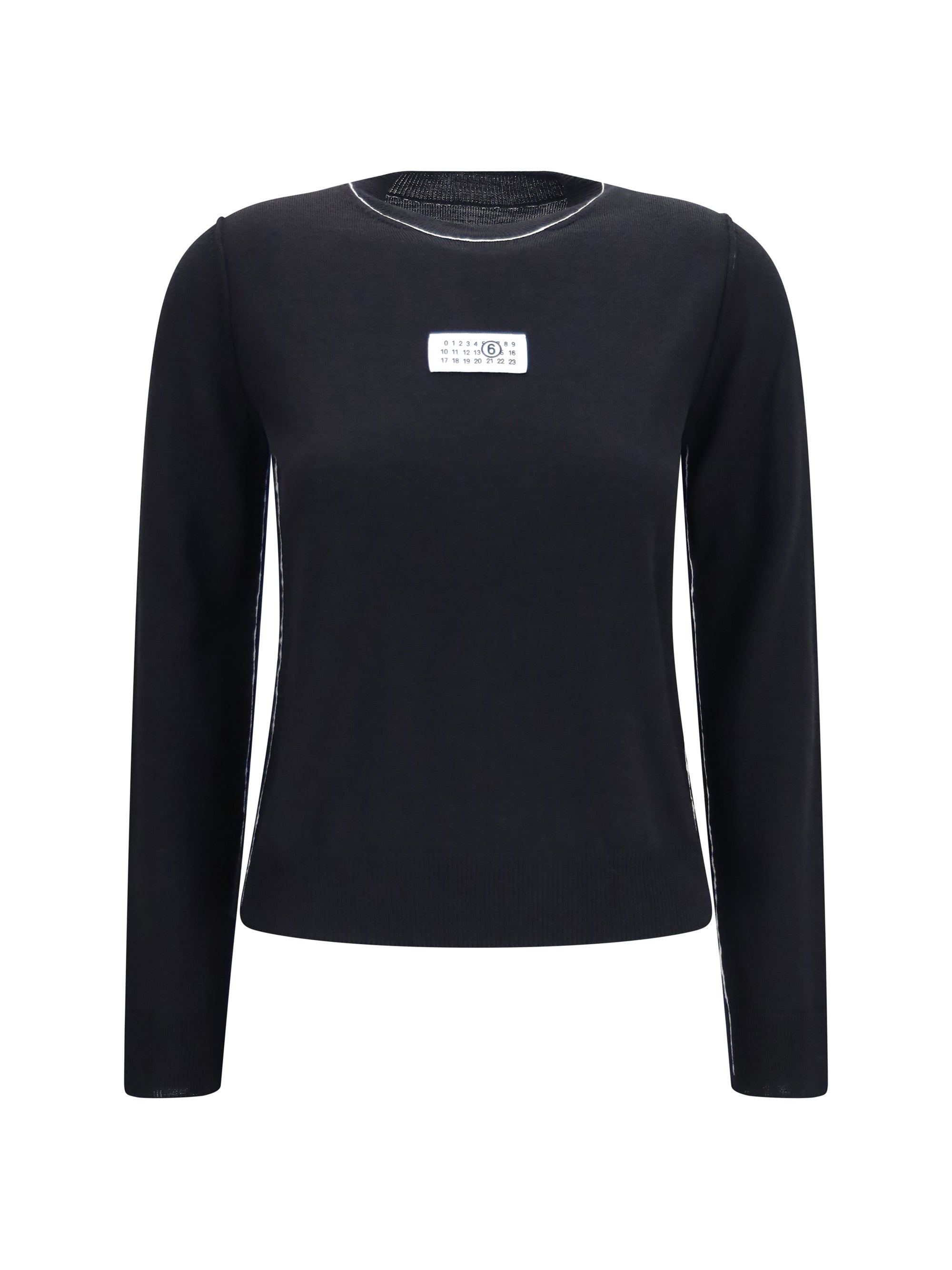 MM6 Maison Margiela Wool-Blend with Contrast Details T-Shirt — Black