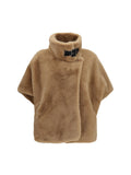 Pinko Faux Fur with Buckle Collar Jacket — Beige