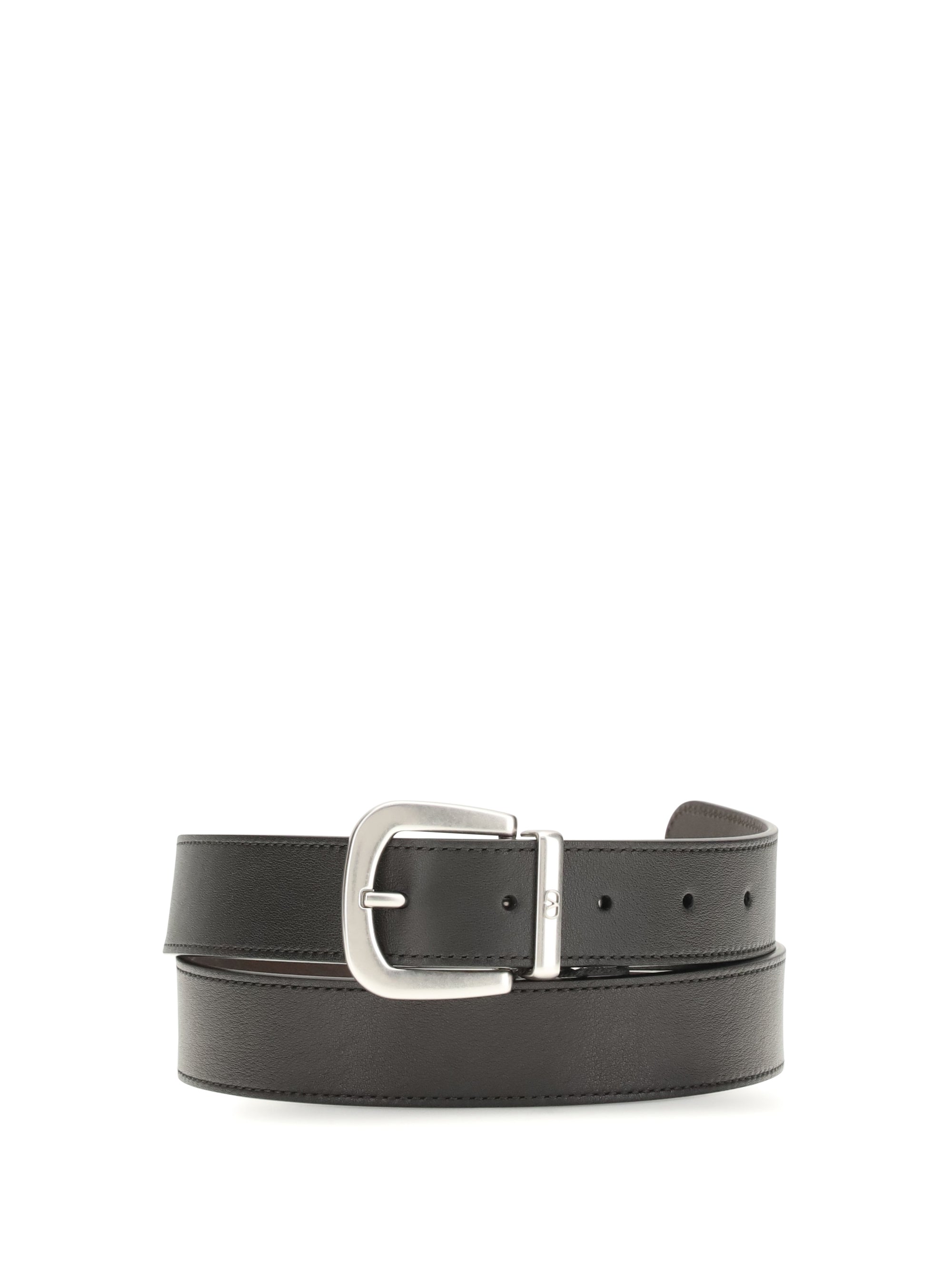 Valentino Garavani Reversible Calf Leather Belt — Black