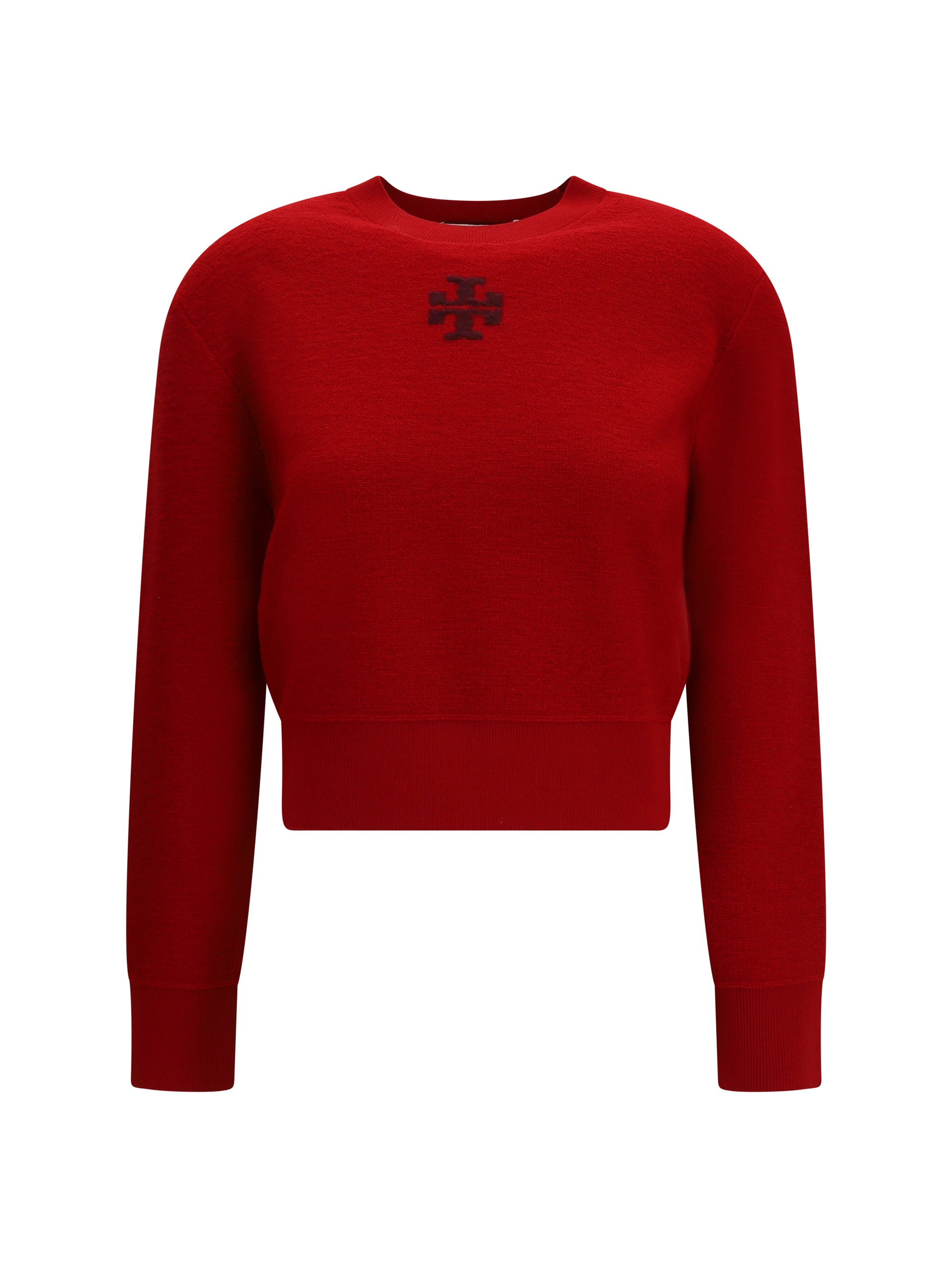 Tory Burch Logo-Embroidered Wool Sweater — Red