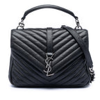 Medium Chevron Sheepskin Monogram College Satchel