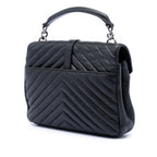 Medium Chevron Sheepskin Monogram College Satchel