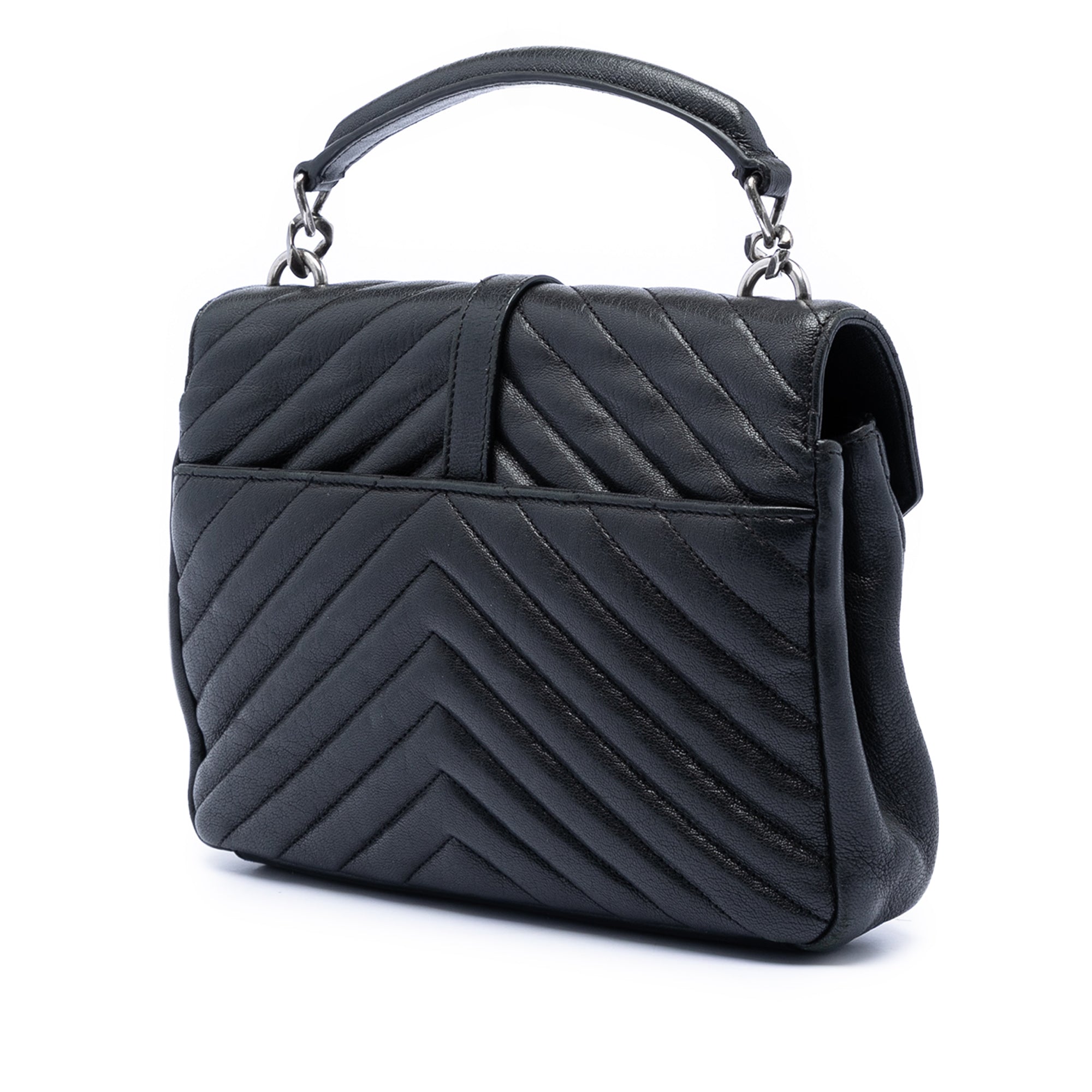 Medium Chevron Sheepskin Monogram College Satchel