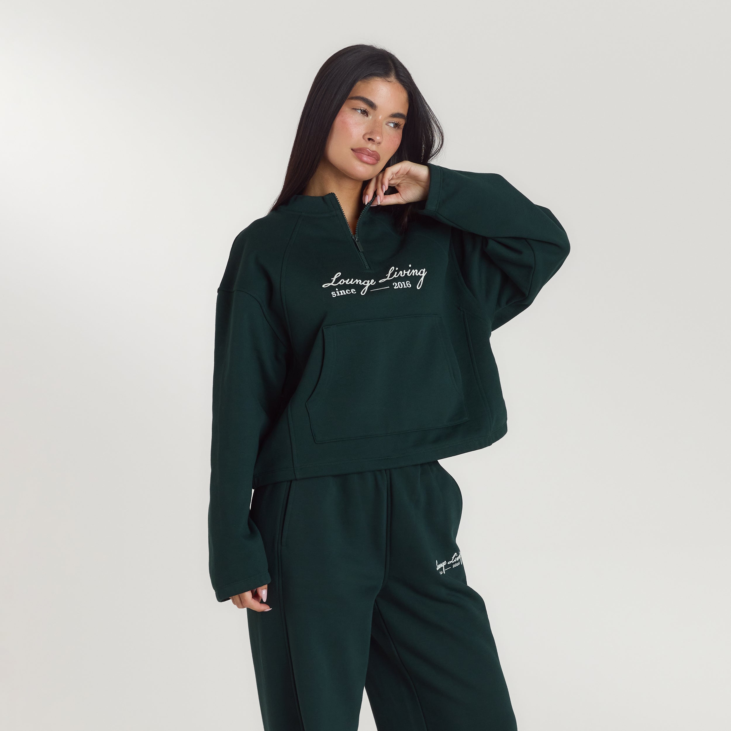 Lounge Underwear Lounge Living Quarter-Zip Jumper - Forest Green