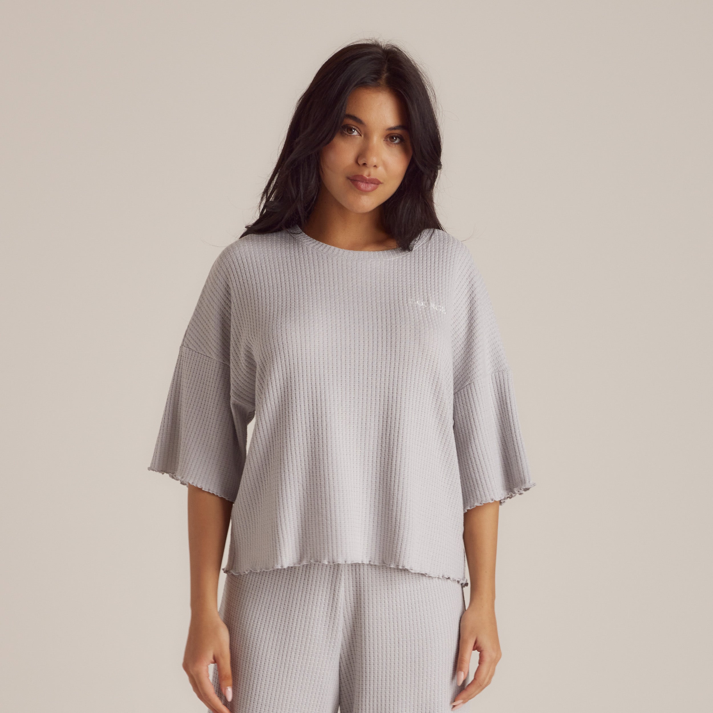 Lounge Underwear Soft Waffle Pyjama Top - Frost