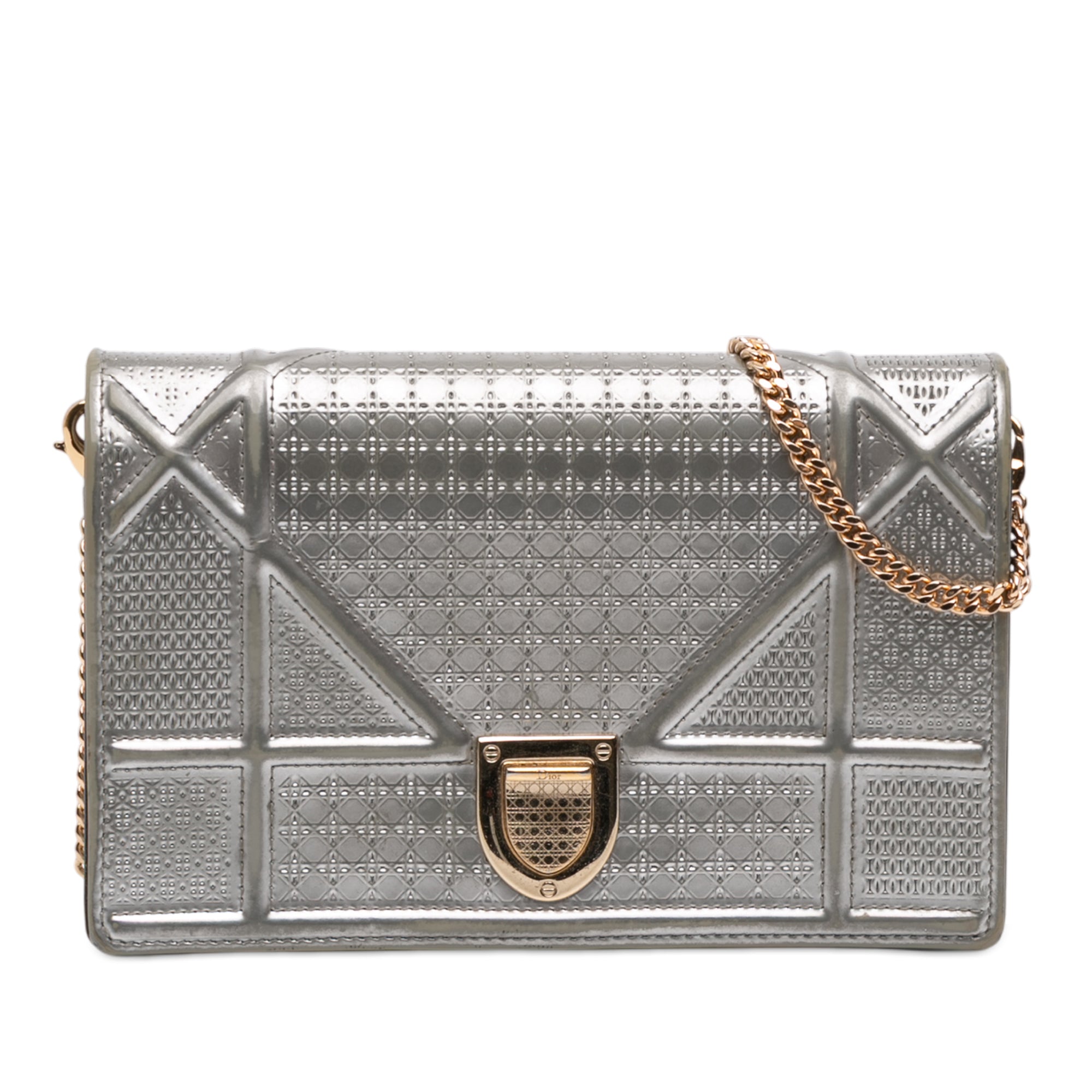 Metallic Patent Microcannage Diorama Wallet on Chain