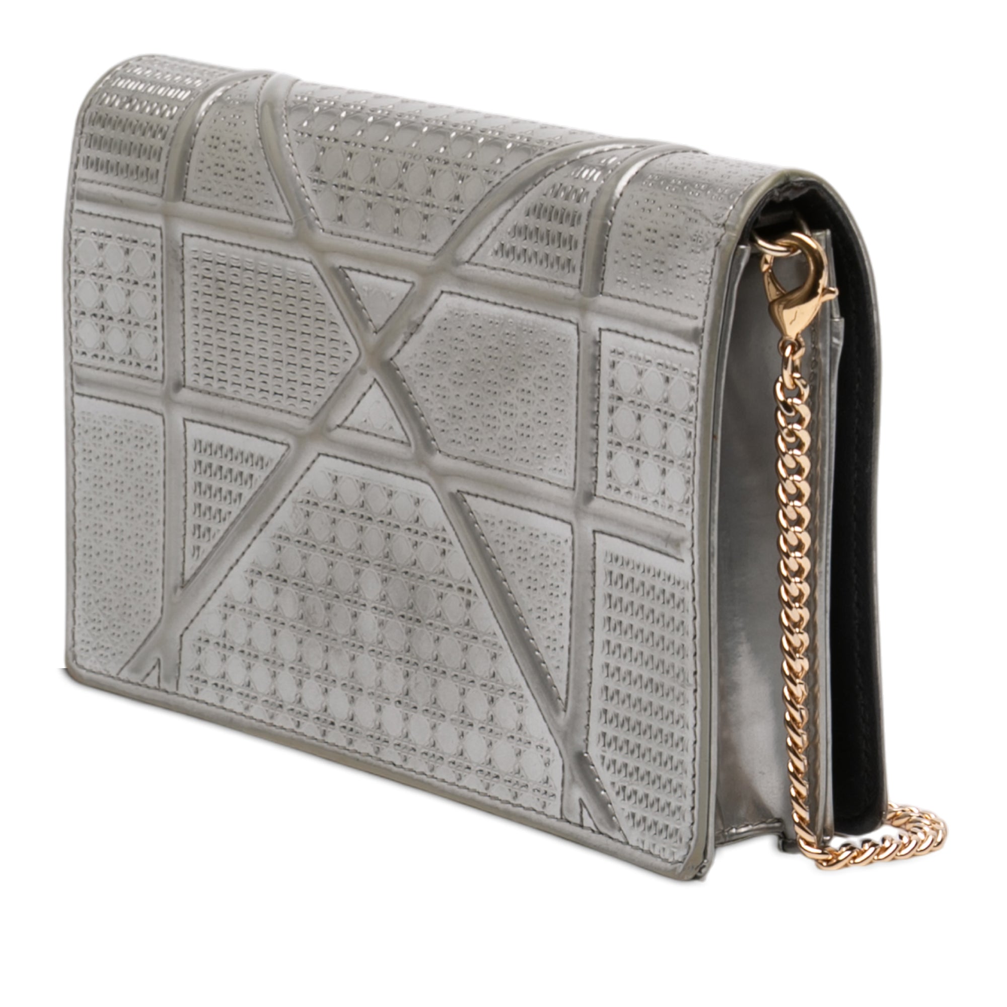 Metallic Patent Microcannage Diorama Wallet on Chain