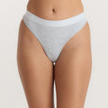 Lounge Underwear Soft Ribbed Thong - Grey Marl