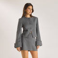 Lounge Underwear Structured Jacket - Grey Pinstripe