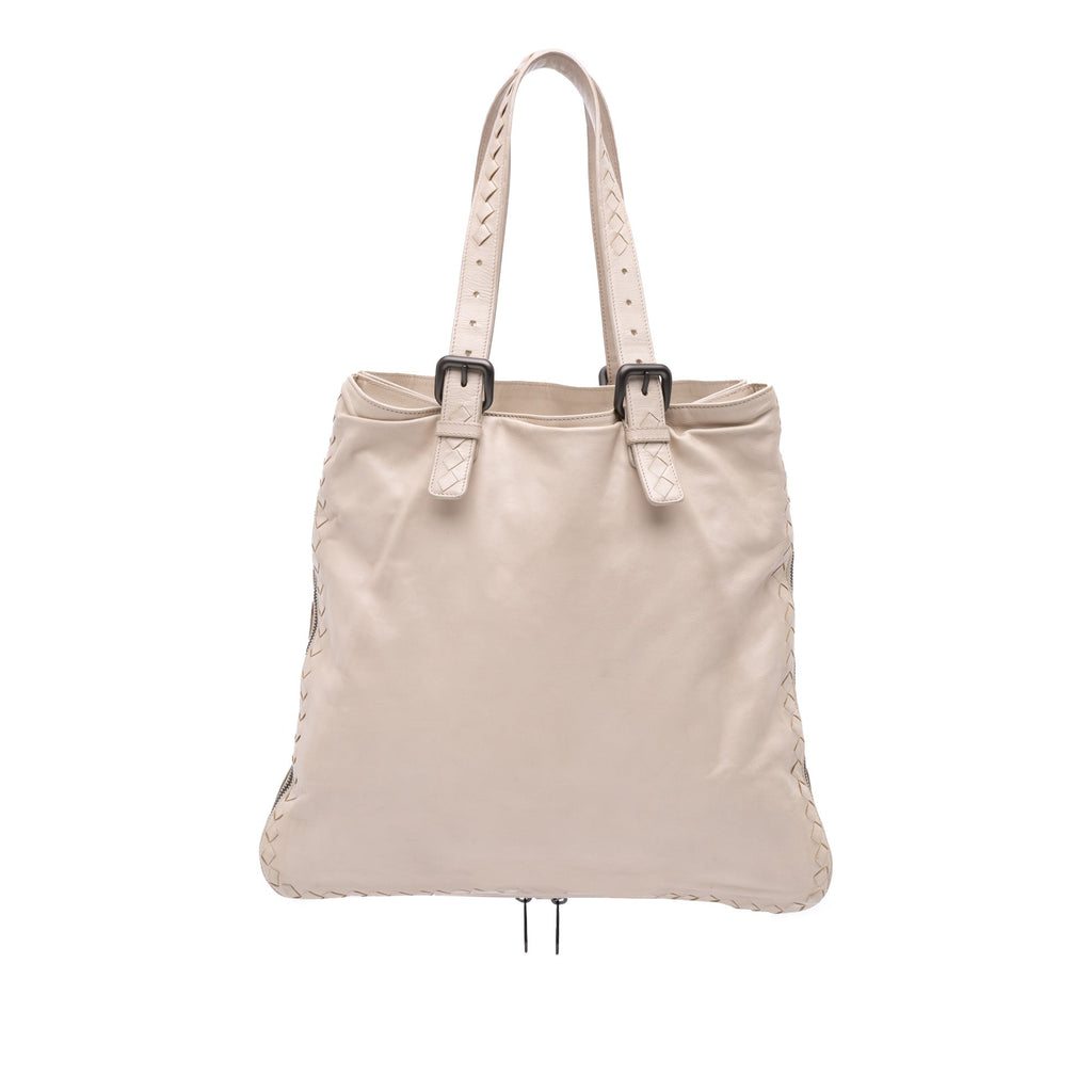 Leather Intrecciato Side Zip Tote