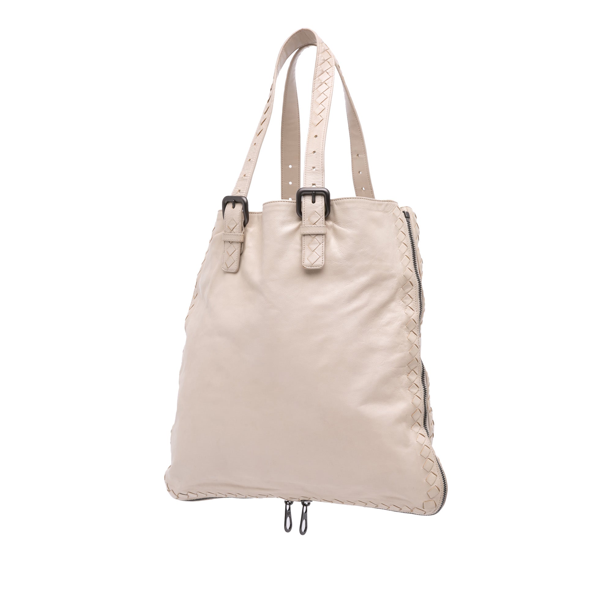 Leather Intrecciato Side Zip Tote