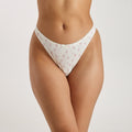 Lounge Underwear Pointelle Thong - Ivory Floral Print