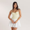 Lounge Underwear Lace Trim Corset Top - Lemon Floral