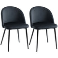 Set of 2 Mid-Back Velvet Dining Chairs for Dining Room, Black