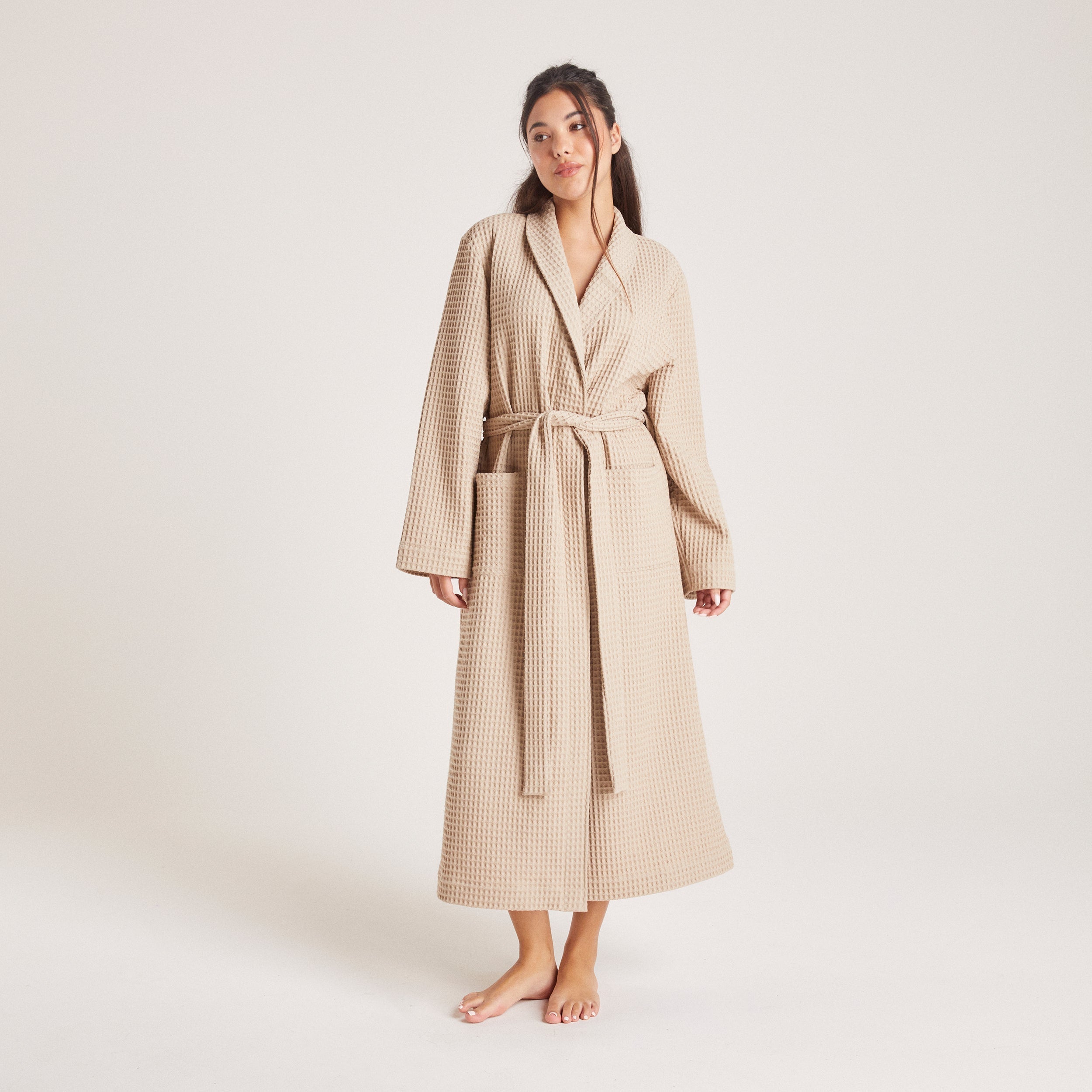 Lounge Underwear Waffle Dressing Gown - Mink
