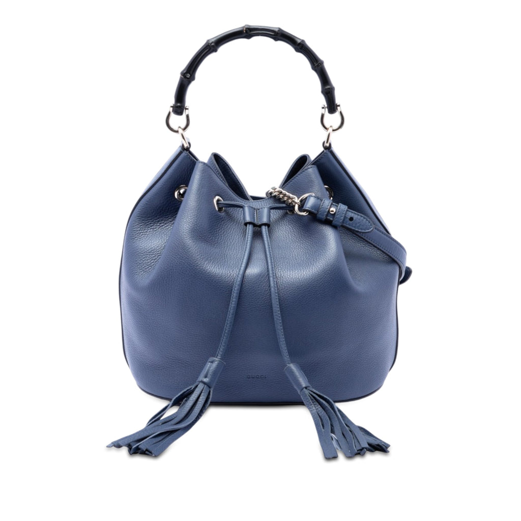 Pebbled Calfskin Miss Bamboo Tassel Bucket Bag