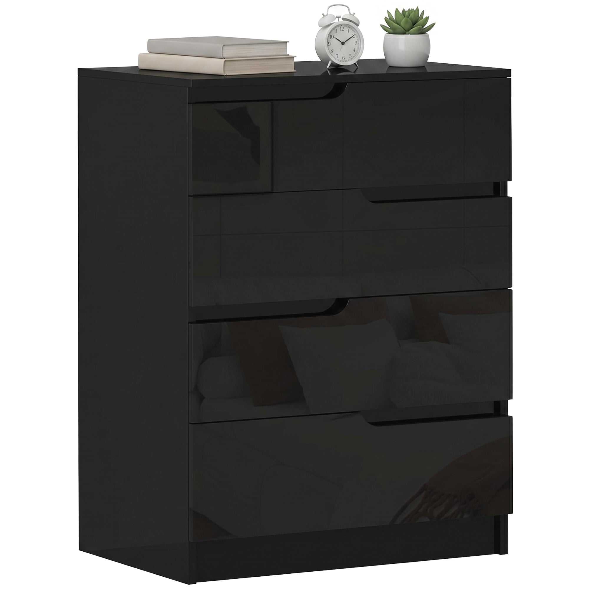 4-Drawer Modern Dresser for Bedroom & Living Room, 60 x 40 x 85cm, Black