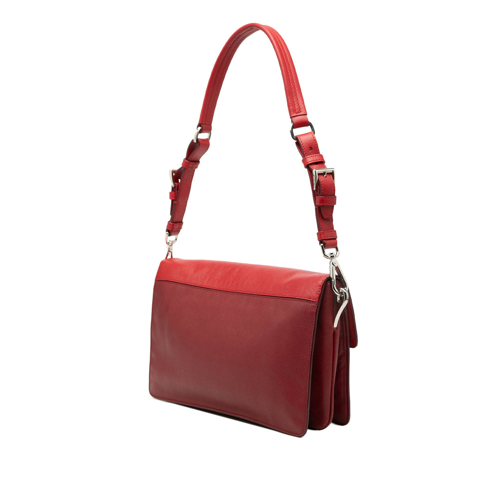 Bicolor Saffiano Sound Lock Shoulder Bag