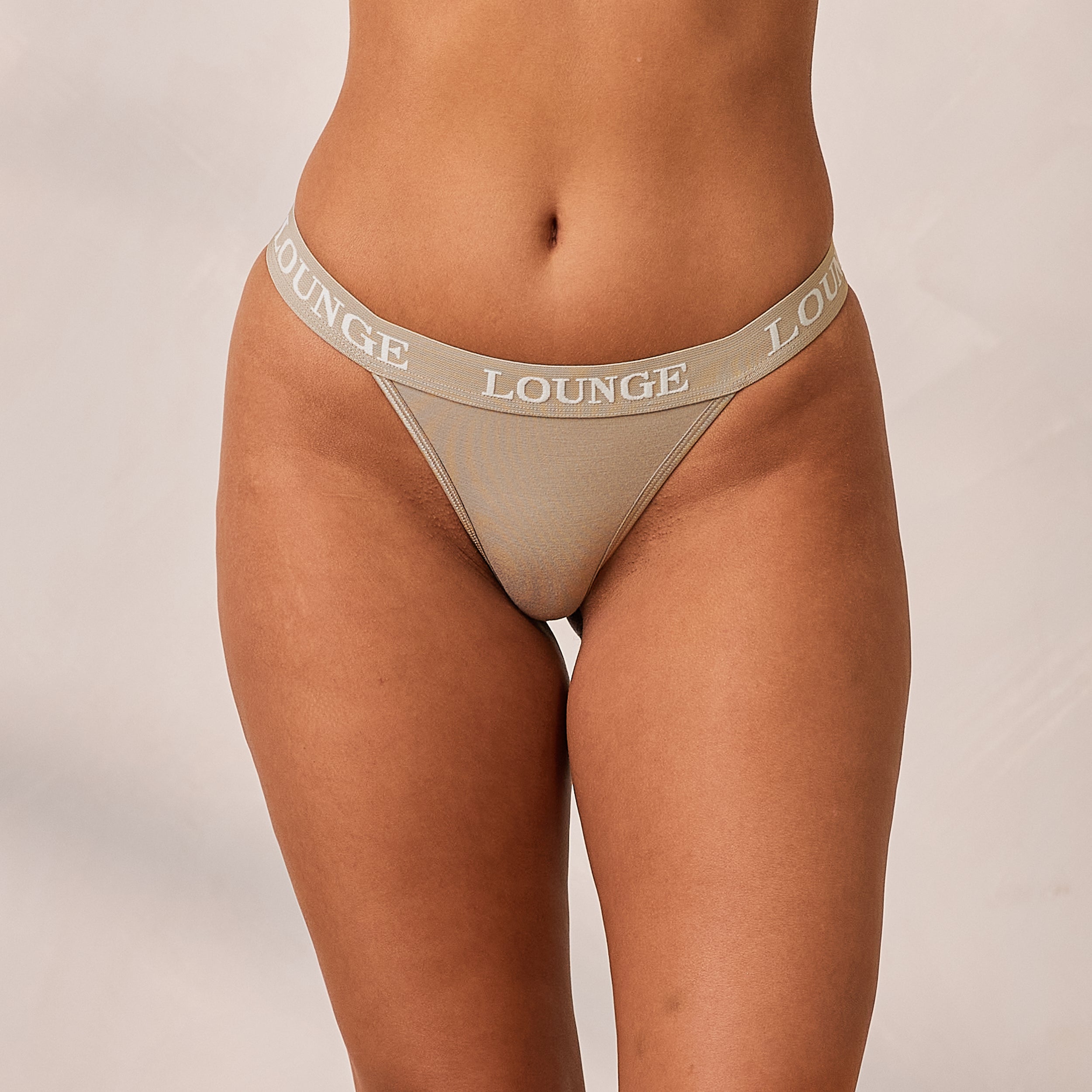 Lounge Underwear Bamboo Triangle Thong - Oat