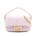 Mini Zucca Embossed Velvet Baguette Satchel