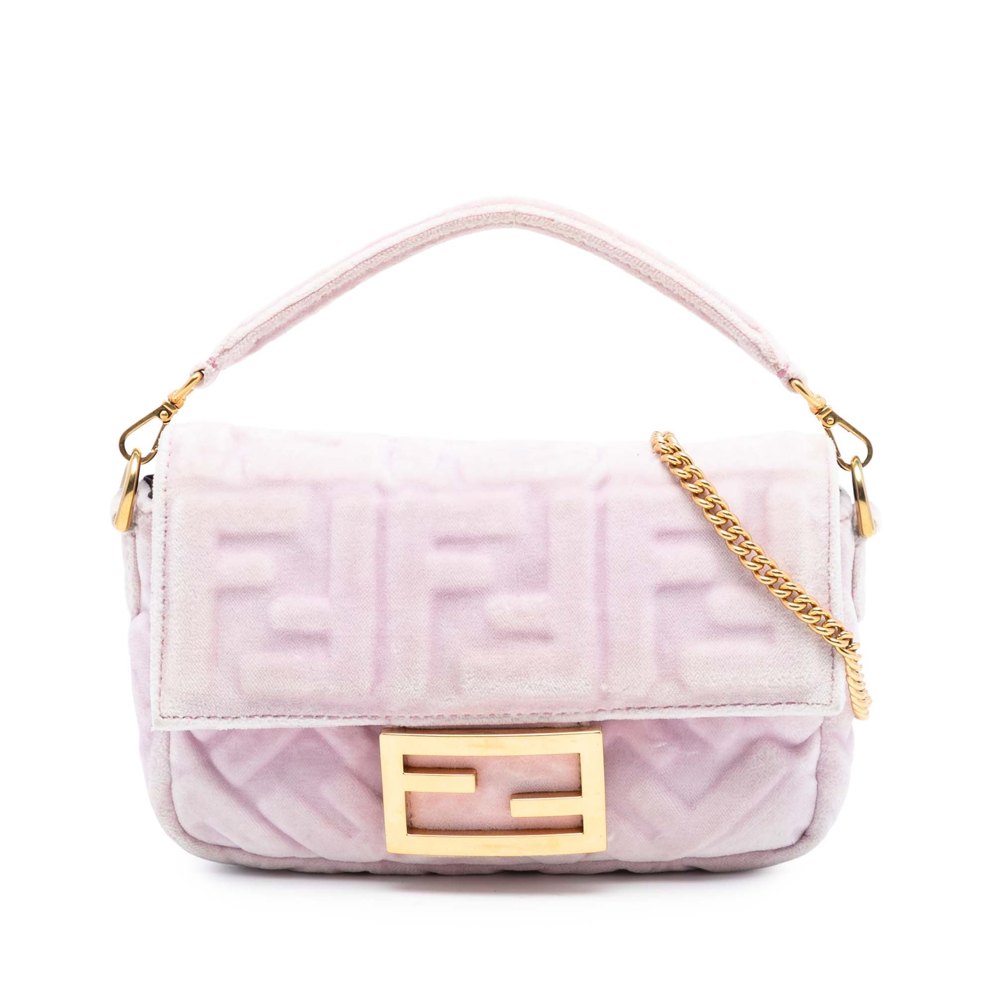 Mini Zucca Embossed Velvet Baguette Satchel