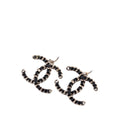 CC Gold Plated Woven Chain Drop Hoop Push Back Earrings