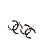 CC Gold Plated Woven Chain Drop Hoop Push Back Earrings