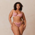Lounge Underwear Daisy Embroidered Balcony Bra  - Pink
