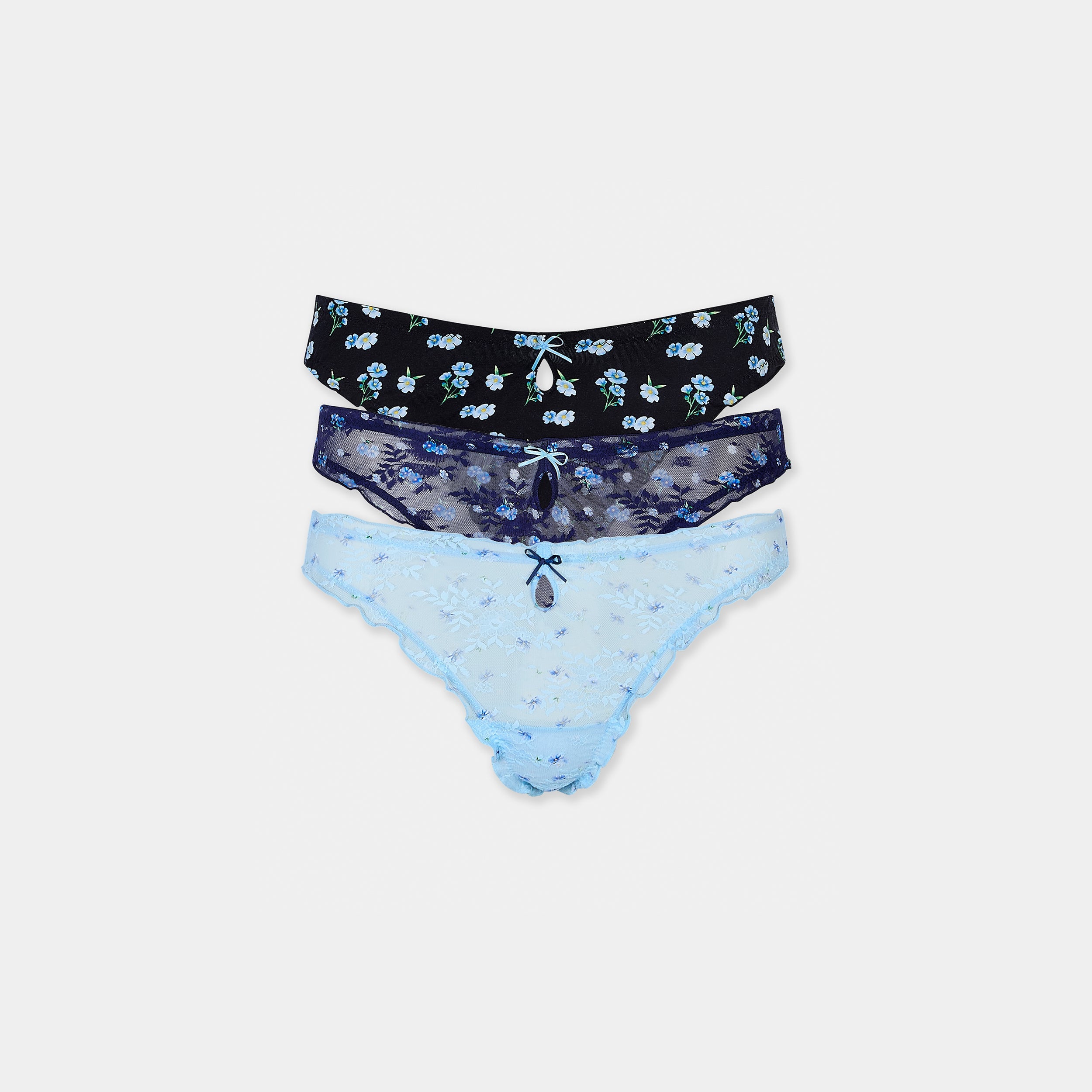 Lounge Underwear Printed Thongs (3-Pack) - Blue Print