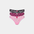Lounge Underwear Printed Thongs (3-Pack) - Pink Print