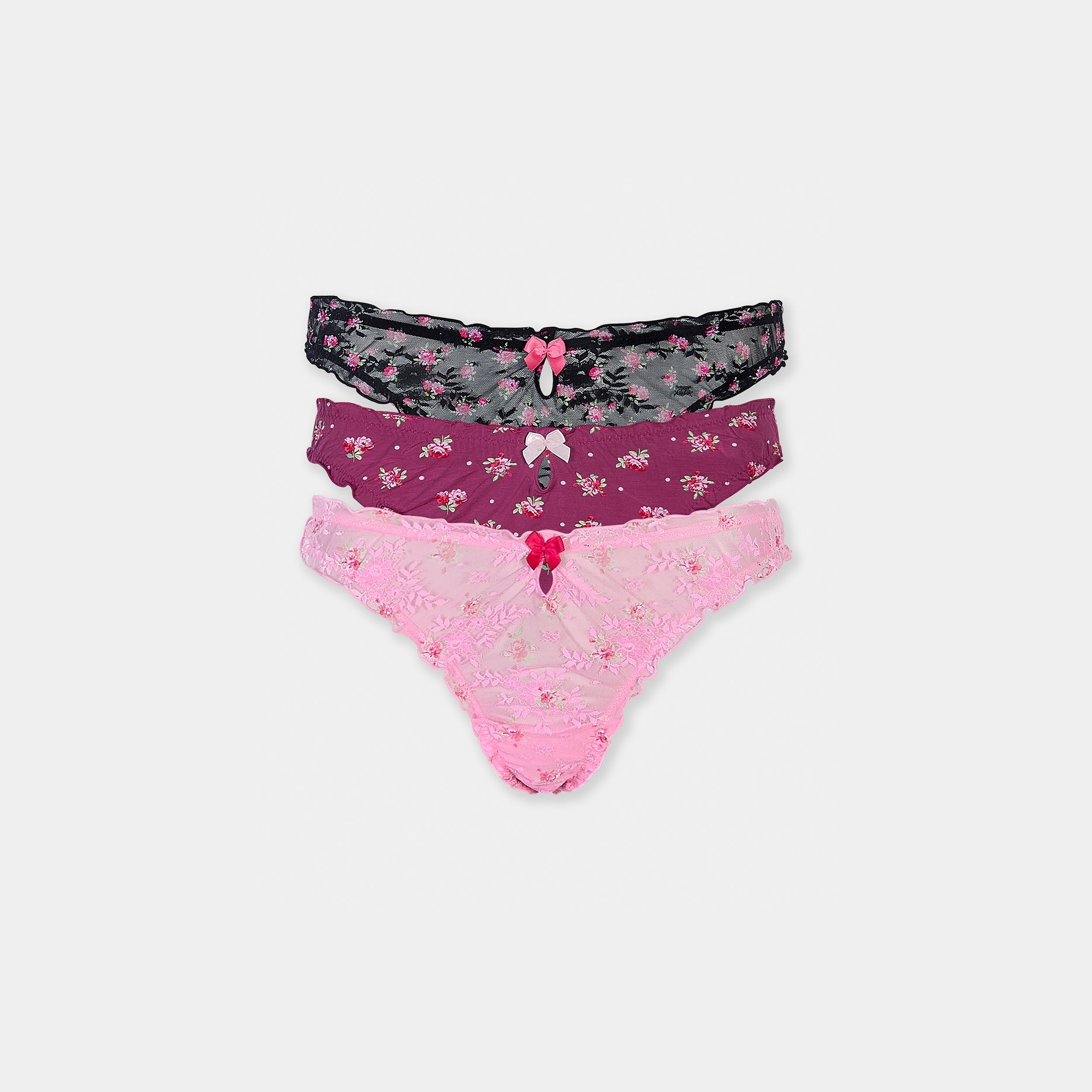 Lounge Underwear Printed Thongs (3-Pack) - Pink Print