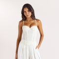 Lounge Underwear Ruched Sheer Corset Top - Cream