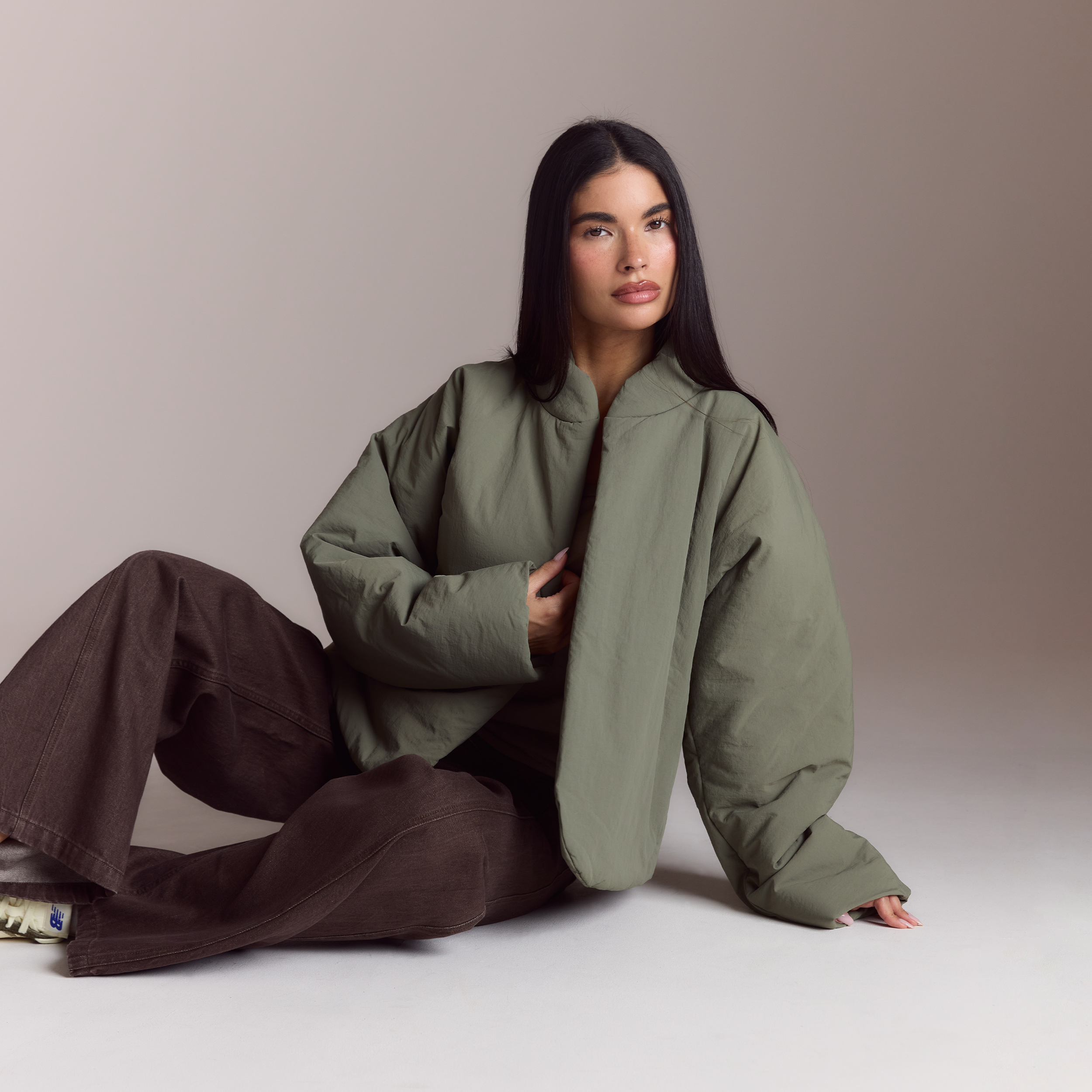 Lounge Underwear Cocoon Puffer Coat - Sage
