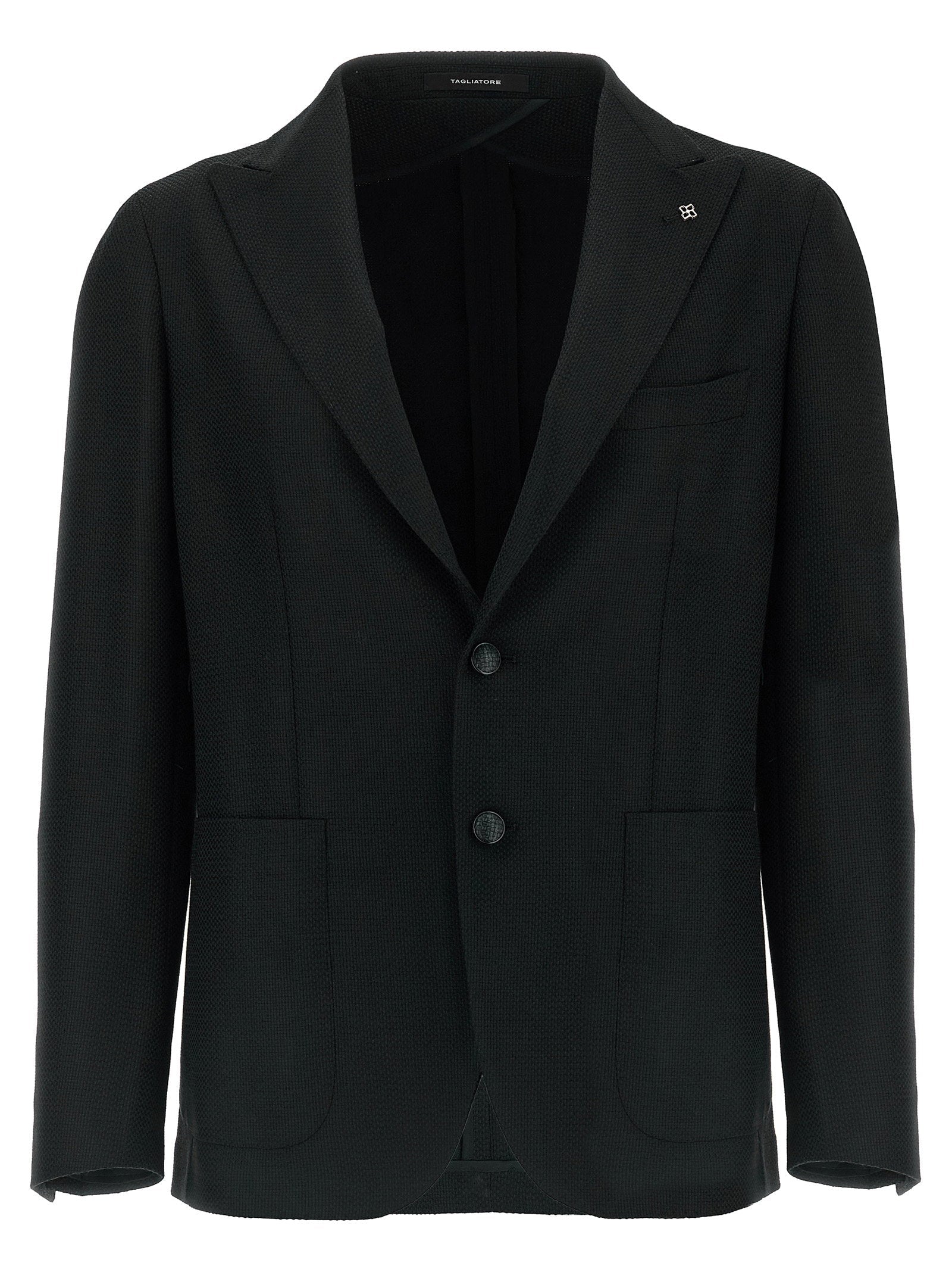 Tagliatore Micro-Check Virgin Wool Blazer — Black