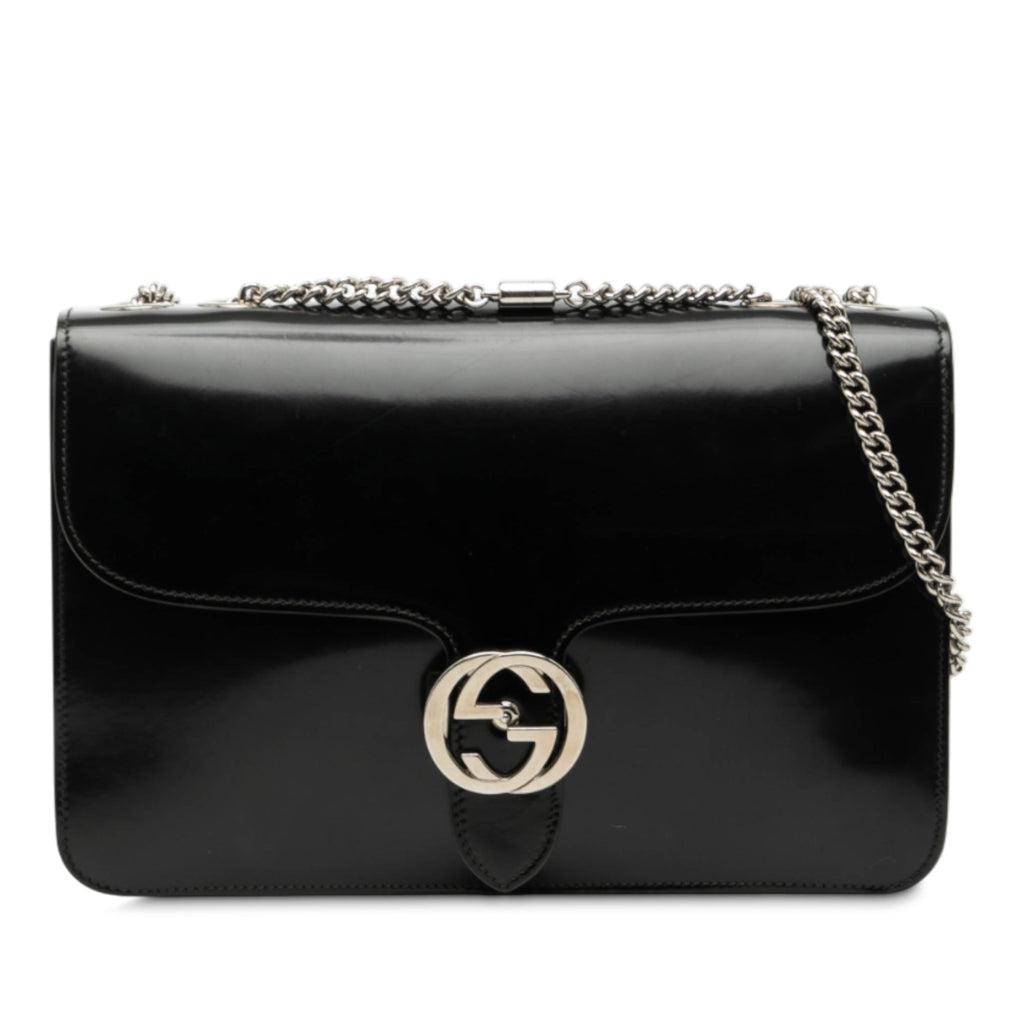 Medium Patent Dollar Interlocking G Crossbody