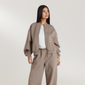 Lounge Underwear Neoprene Bomber Jacket - Taupe