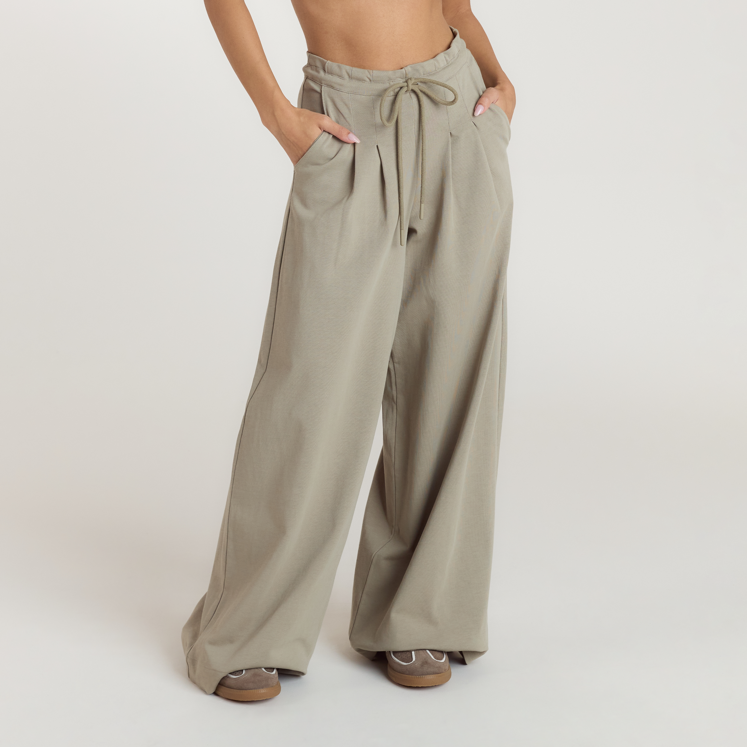 Lounge Underwear Pleated Wide-Leg Trousers - Thyme