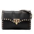 Small Grainy Calfskin Rockstud Flap Crossbody