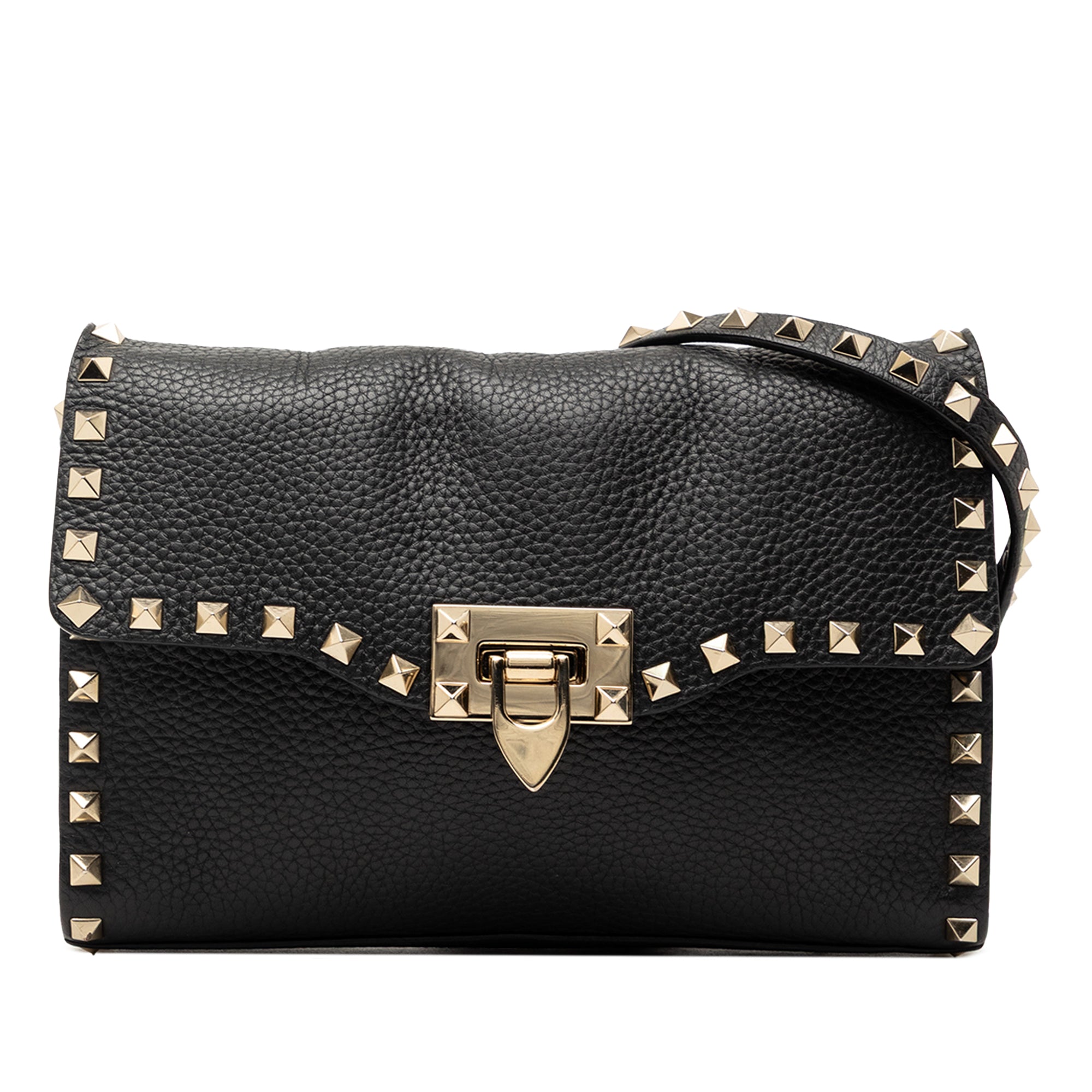 Small Grainy Calfskin Rockstud Flap Crossbody