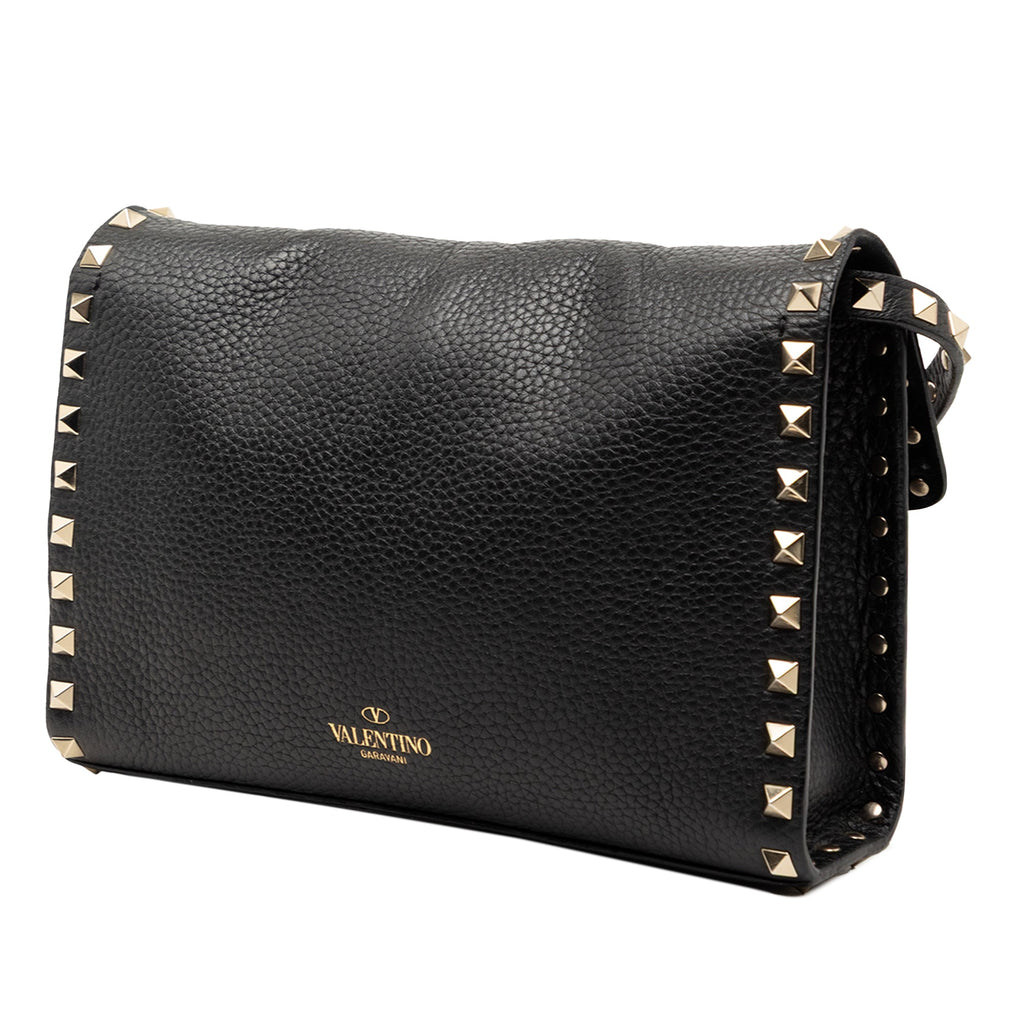 Small Grainy Calfskin Rockstud Flap Crossbody