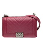 Old Medium Chevron Lambskin Boy Flap