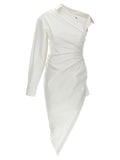 Alexander Wang Asymmetrical One-Shoulder Cotton Shirt Dress — White