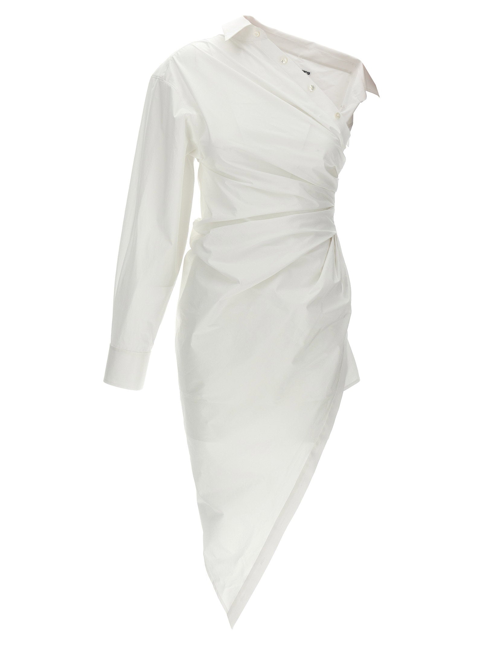 Alexander Wang Asymmetrical One-Shoulder Cotton Shirt Dress — White