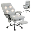 Massage Office Chair with 6-Point Vibration, Recline and Footrest, Light Gray