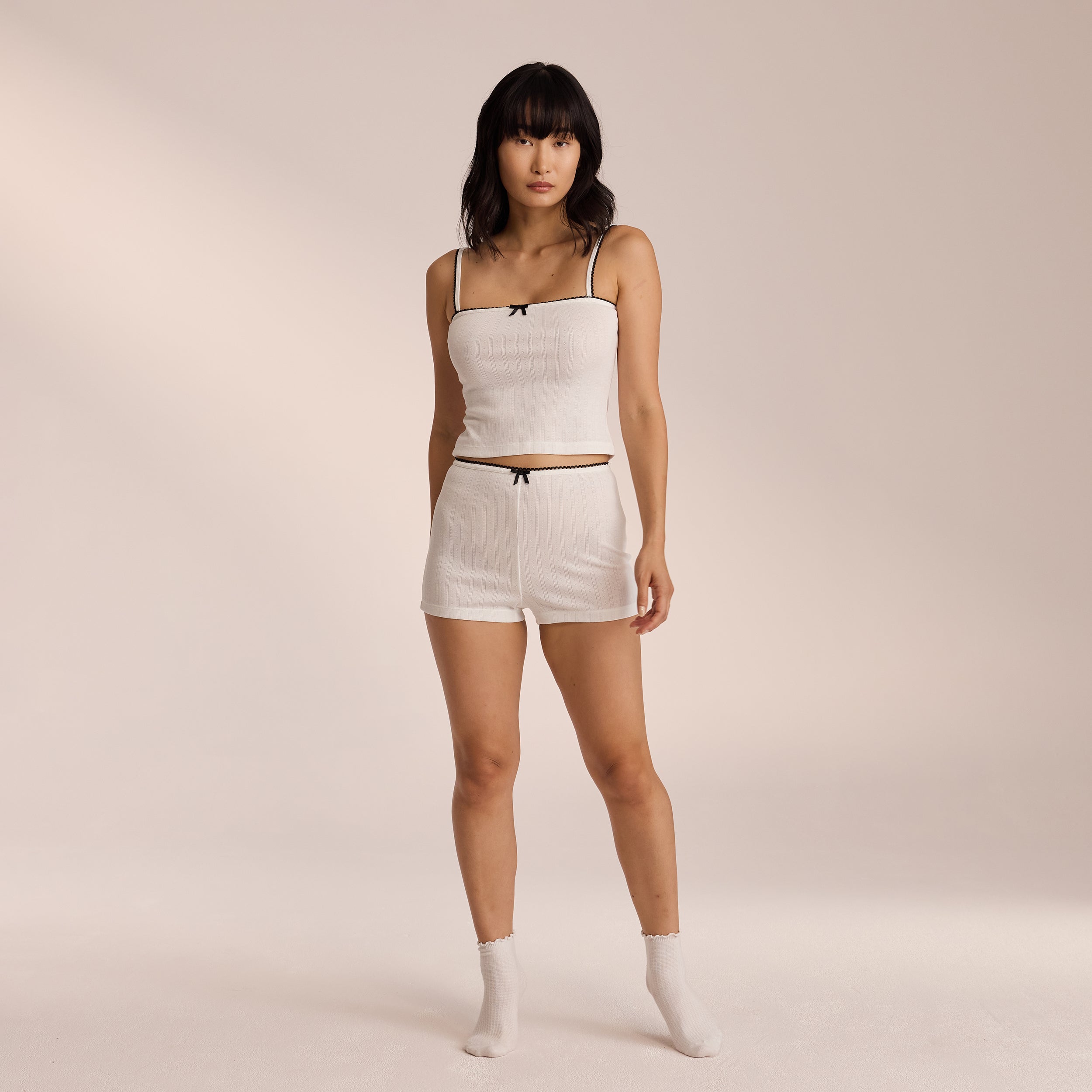 Lounge Underwear Pointelle Pyjama Shorts - White