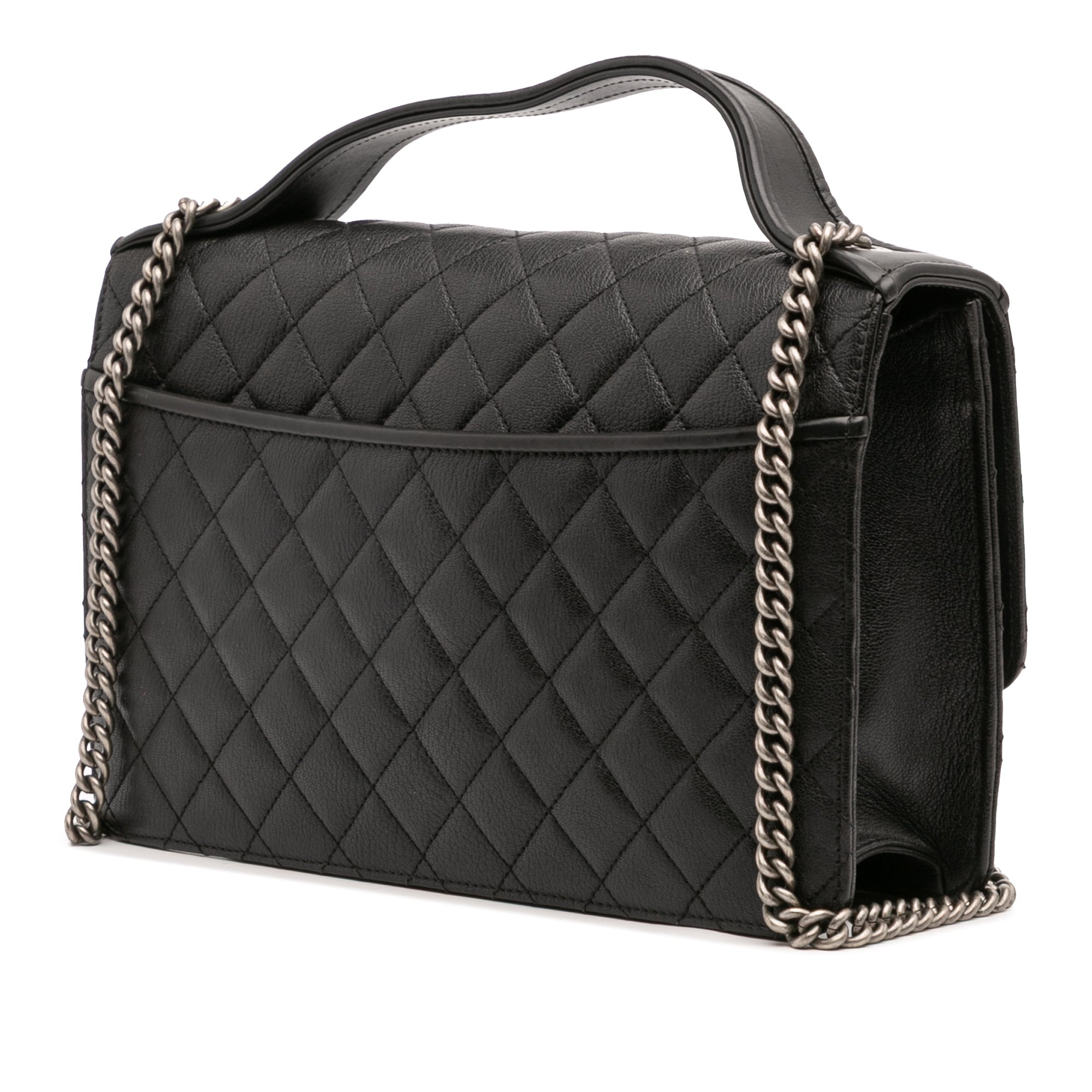Medium Quilted Goatskin CC University Flap